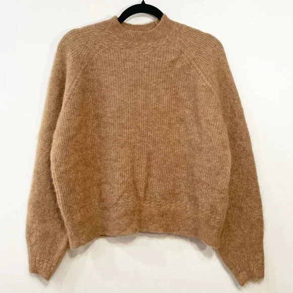 EUC Sézane Otis Alpaca Blend Mock Neck Sweater Camel Medium - Picture 3 of 9